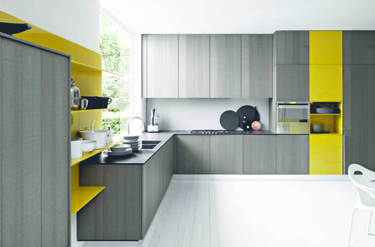 cucina grigio e giallo colori cucine usate